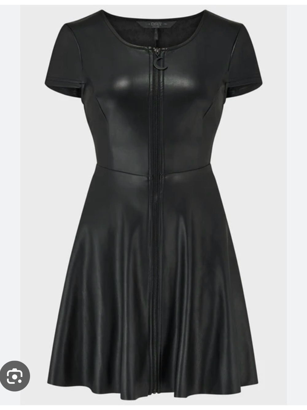 Killstar Dark Whisper Black Faux Leather Zip-Front Fit & Flare Dress NWT